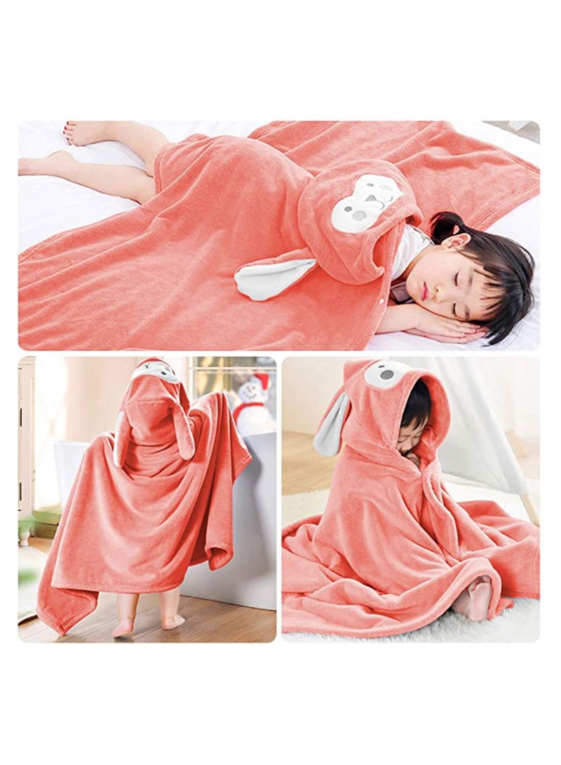كابتن تيك KASTWAVE Unisex Baby Cotton Animal Face Hooded Towel, Baby Bath Towel Hooded Ultra Soft Towel Highly Absorbent Bathrobe Blanket Toddlers Shower Gifts for Boys Girls Extra Large 28" x 55" (Pink) - Image 2