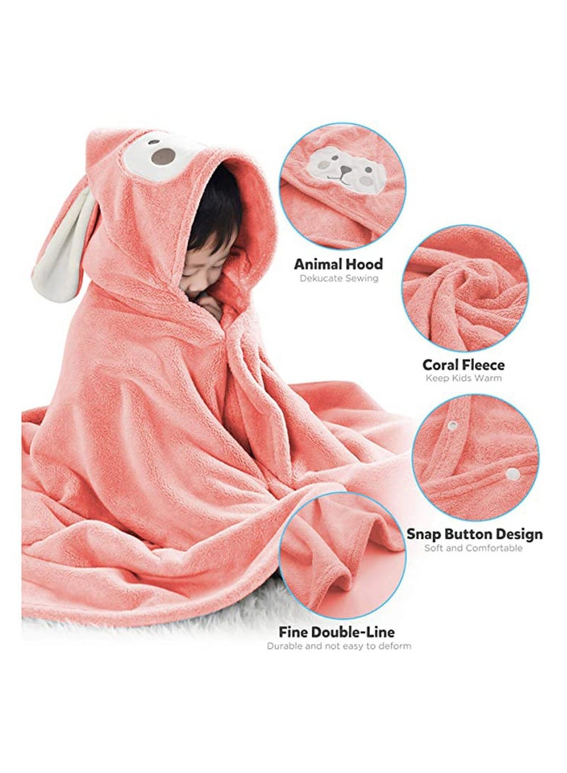 كابتن تيك KASTWAVE Unisex Baby Cotton Animal Face Hooded Towel, Baby Bath Towel Hooded Ultra Soft Towel Highly Absorbent Bathrobe Blanket Toddlers Shower Gifts for Boys Girls Extra Large 28" x 55" (Pink) - Image 4