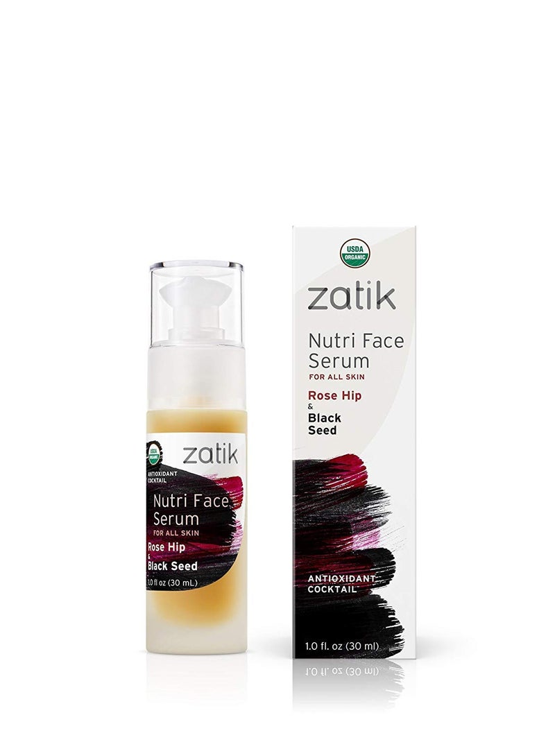 Zatik Naturals - Nutri Face Serum with Rose Hip and Black Seed, USDA Organic, Vegan, Non-GMO, Gluten Free, Soy Free, Alcohol Free, pH Balanced, Biodegradable, 1.0 fl oz, 30ml - Image 1
