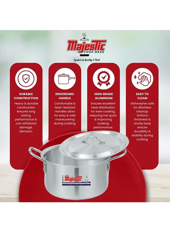 Majestic HOM 2x6 Aluminium Cookware Set – 5 Pcs Cooking & Stock Pot Set with Lids, Sizes 20-30 cm (4-12.5 Ltr), High-Grade Aluminium, Shiny Metal Finish, Dishwasher Safe,Durable Construction - Image 5