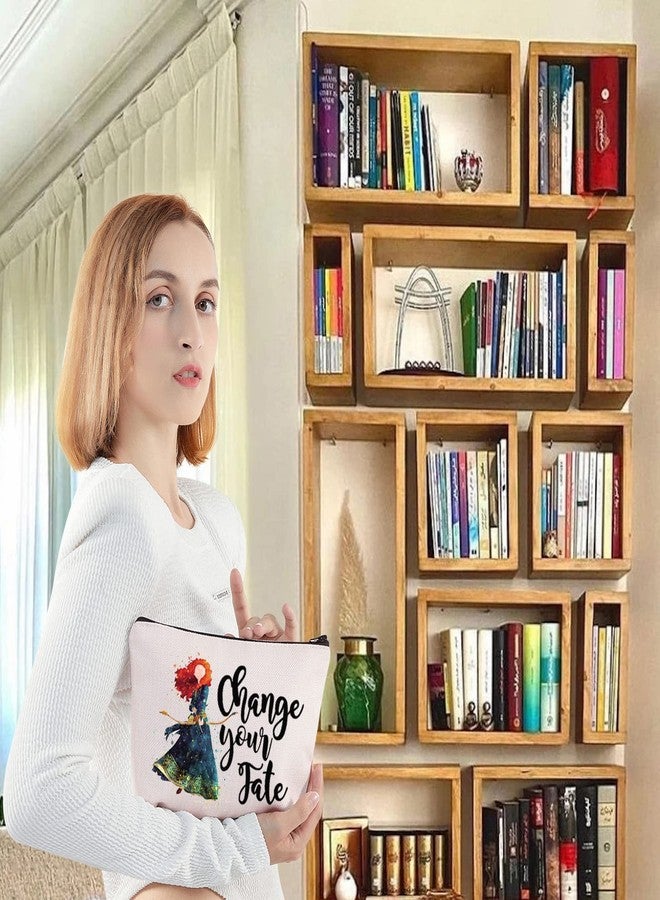 LEVLO Red Hair Princess Cosmetic Make Up Bag Princess Movie Fans Gift Chase Your Fate Fairy Tales Makeup Zipper Pouch Bag (Chase Your Fate) - Image 5