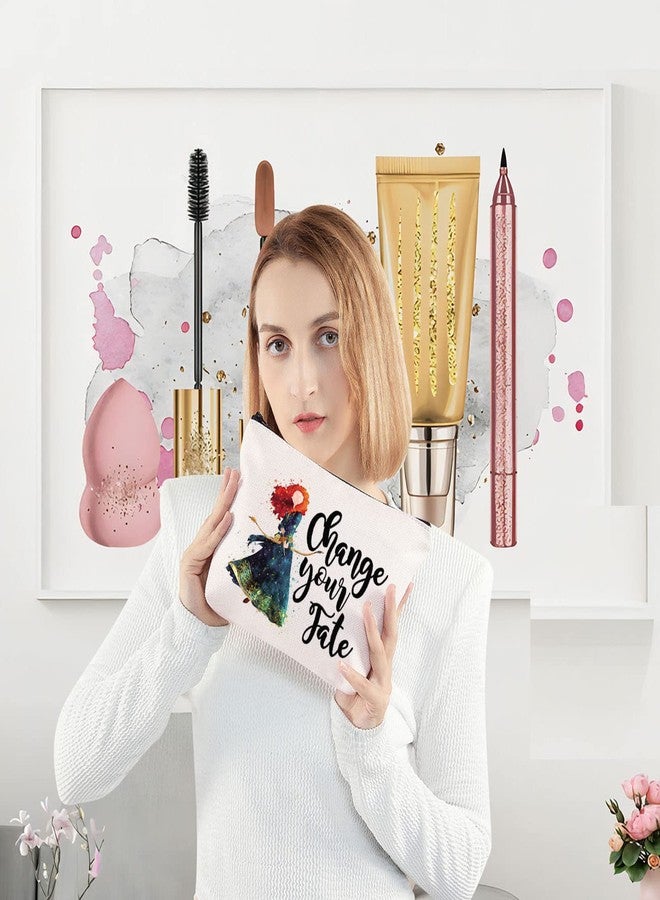 LEVLO Red Hair Princess Cosmetic Make Up Bag Princess Movie Fans Gift Chase Your Fate Fairy Tales Makeup Zipper Pouch Bag (Chase Your Fate) - Image 2