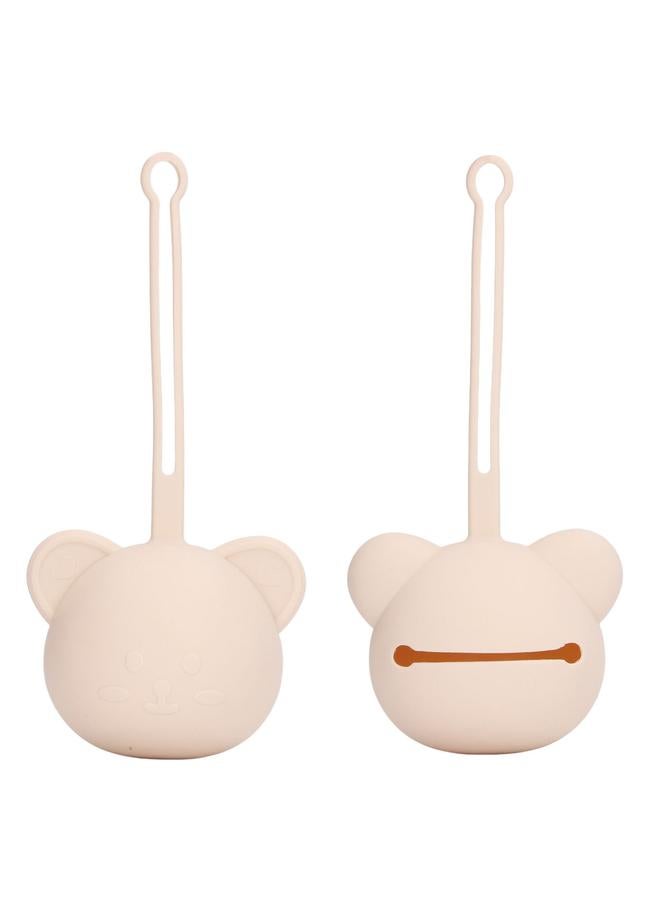 Silicone Pacifier Case Holder Travel Storage Pouch Accessories for Newborn Baby Boys Girls Bear Shape Milk Tea Color  - Image 4