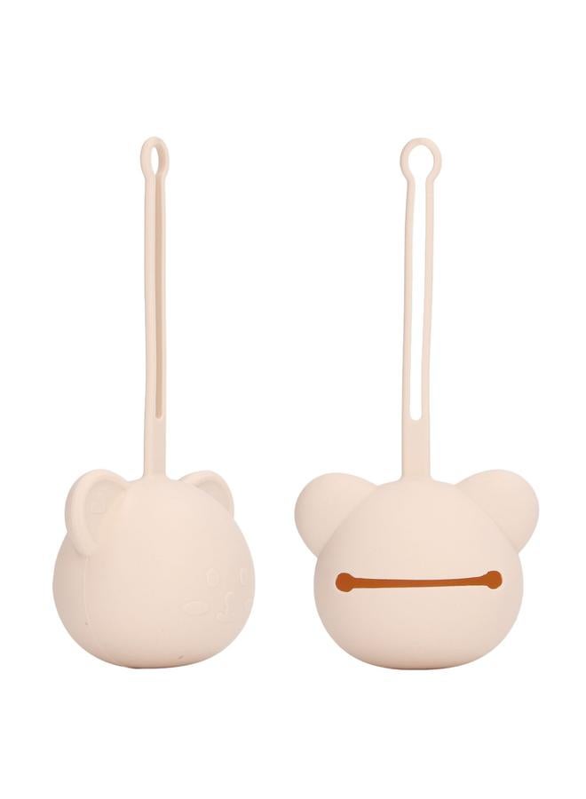 Silicone Pacifier Case Holder Travel Storage Pouch Accessories for Newborn Baby Boys Girls Bear Shape Milk Tea Color  - Image 2