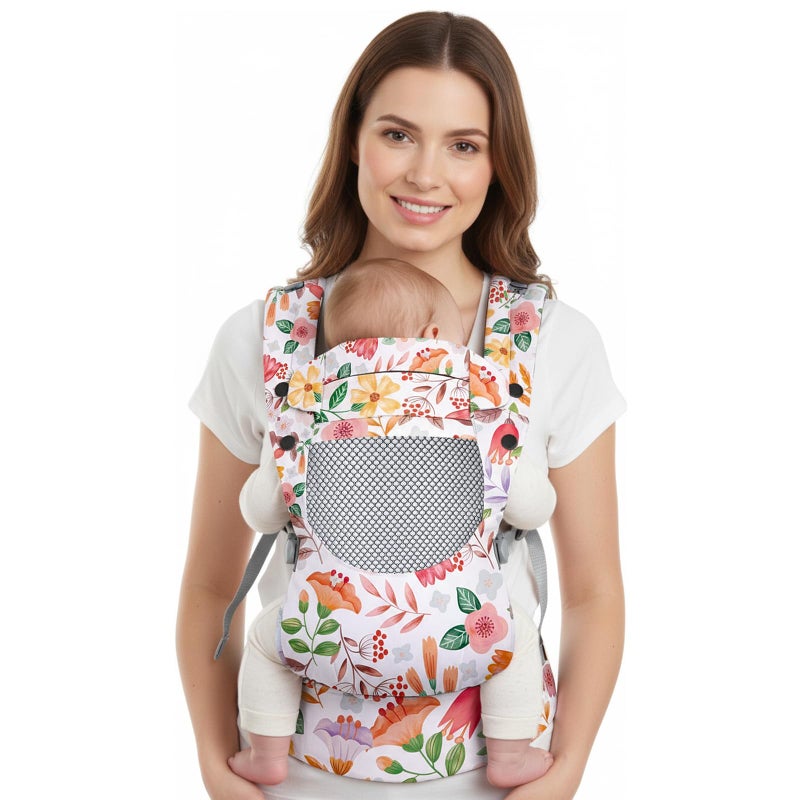 YooxArmor Baby Carrier, Ergonomic, Cozy, Breathable & Lightweight Infant Carriers for 7-66lbs with Lumbar Support, Easy to Wear Hands Free Embrace Toddlers Carrier for 3-36 Months, Floral - Image 1