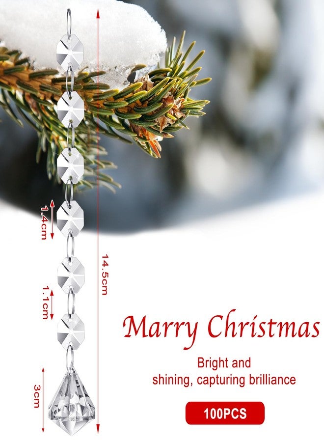 Nuenen 100 Pcs Acrylic Hanging Crystals for Centerpieces Chandelier Clear Crystal Garland Strands Ornament Acrylic Clear Beads Prisms Pendant for Christmas Tree Window Home Decoration(Diamond) - Image 2
