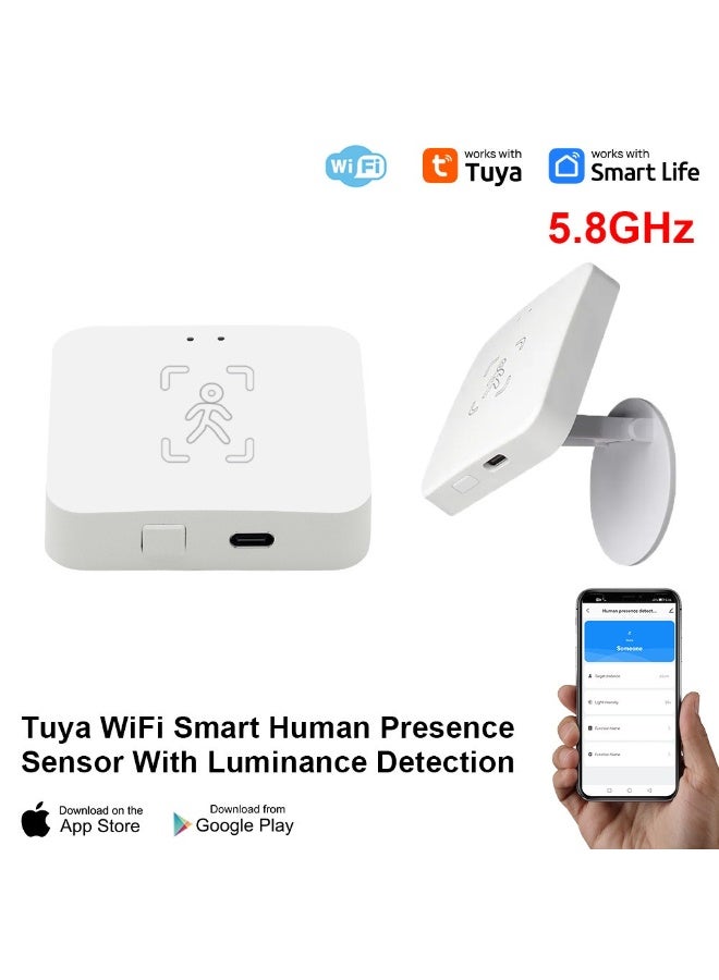 مستشعر وجود بشري ذكي بتقنية رادار mmWave من WiFi مع كشف التنفس والإضاءة، 5.8 جيجاهرتز - Image 1