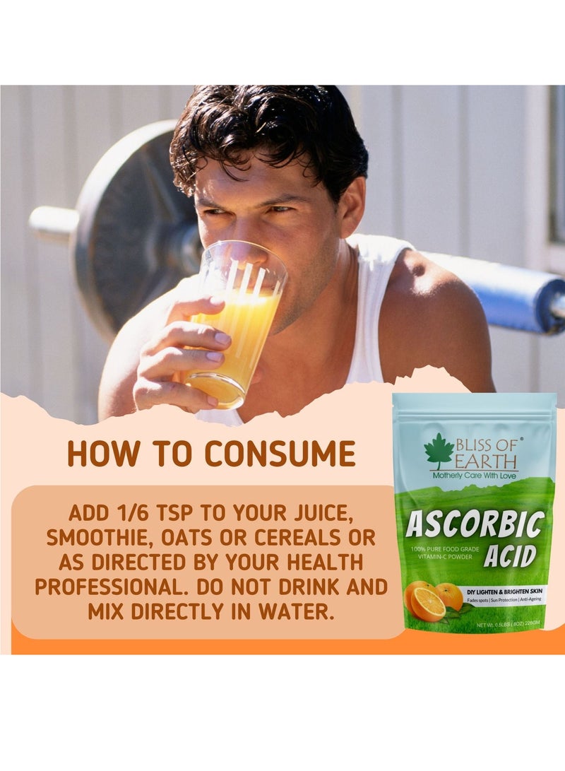 Bliss of Earth 8 oz Ascorbic Acid Powder Pure Food Grade Vitamin C Rich Powder For Skin and Cosmetics 2 x 226g - Image 5