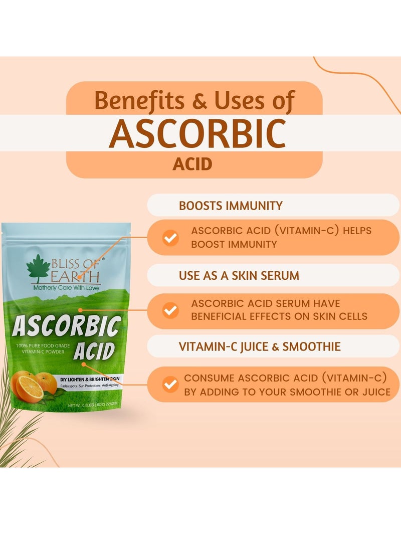 Bliss of Earth 8 oz Ascorbic Acid Powder Pure Food Grade Vitamin C Rich Powder For Skin and Cosmetics 2 x 226g - Image 3