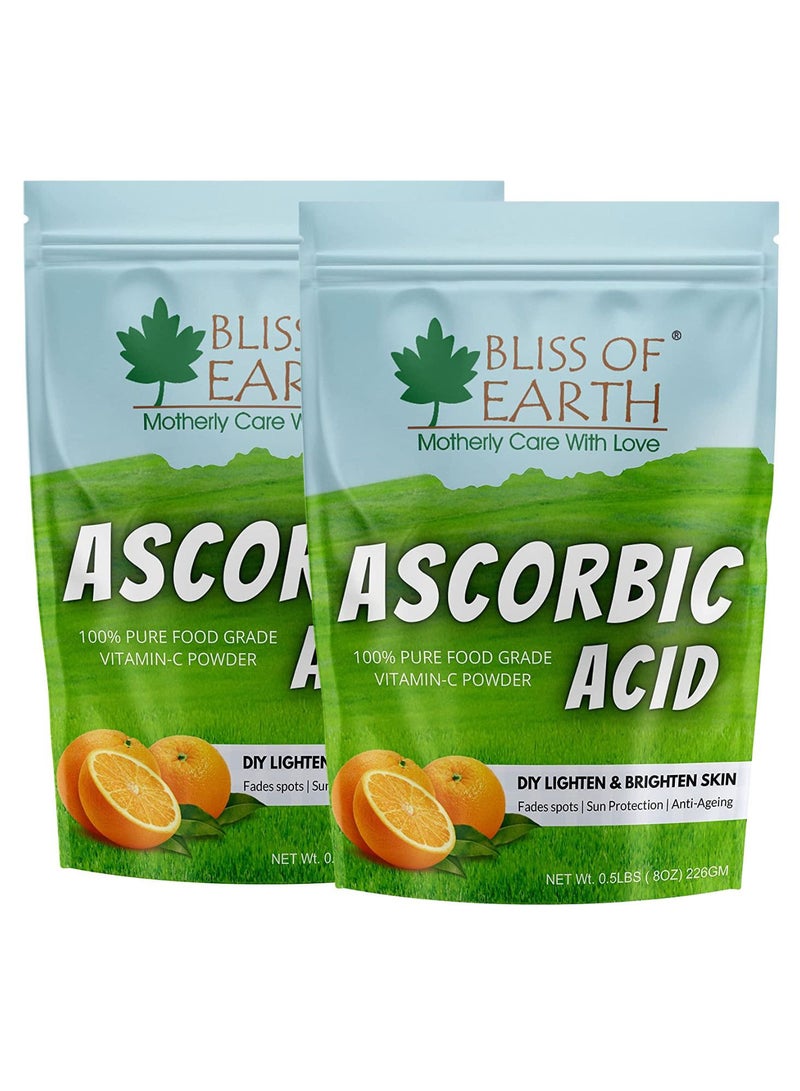 Bliss of Earth 8 oz Ascorbic Acid Powder Pure Food Grade Vitamin C Rich Powder For Skin and Cosmetics 2 x 226g - Image 1