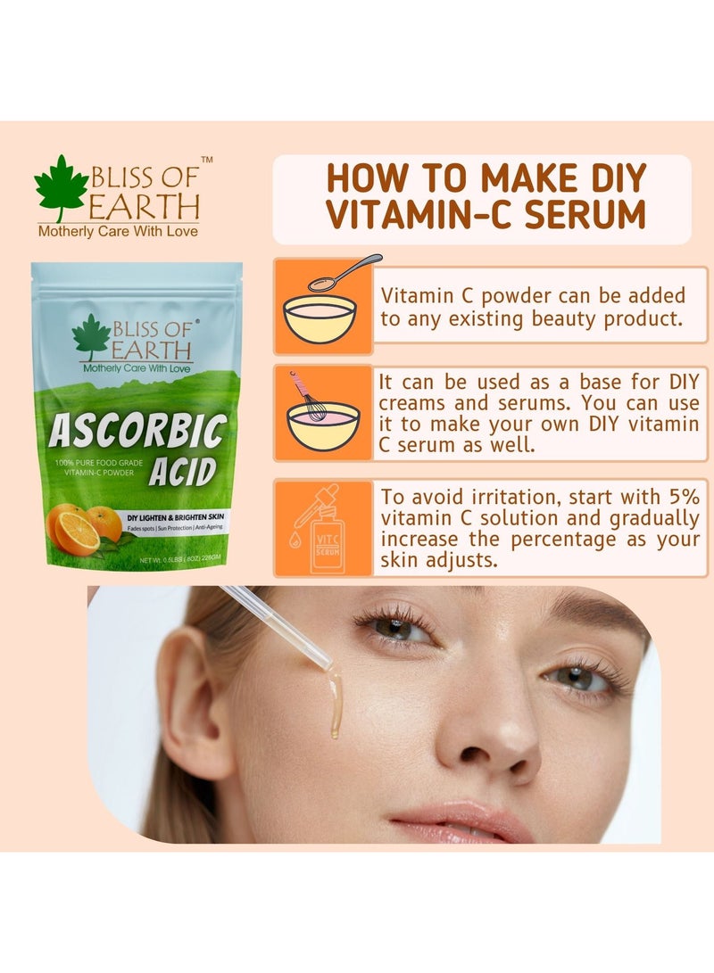 Bliss of Earth 8 oz Ascorbic Acid Powder Pure Food Grade Vitamin C Rich Powder For Skin and Cosmetics 2 x 226g - Image 4