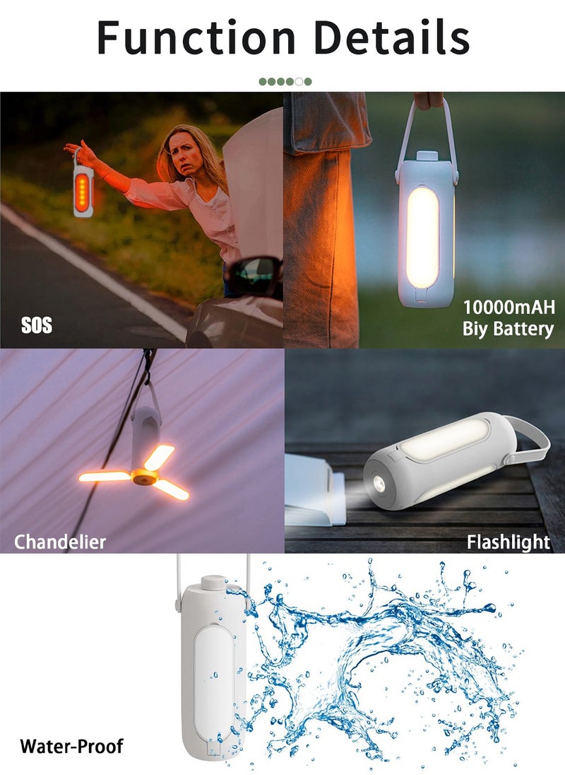 Viden - Camping Lights LED Camping Lantern Flashlights 10000mAh Freefolding Rechargeable Camping Lamp With 3 Light Modes & SOS Signal Great for Home Garden Outdoor Hiking Fishing Emergency - Image 1