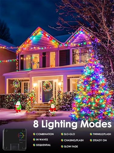 EXF 4pk Multi-Colored Solar Christmas Lights Outdoor Waterproof, 400 LED 132 FT Solar Powered LED String Lights Green Wire with 8 Modes, Solar Fairy Lights for Xmas Tree Party Wedding Garden Decorations - Image 2