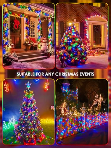 EXF 4pk Multi-Colored Solar Christmas Lights Outdoor Waterproof, 400 LED 132 FT Solar Powered LED String Lights Green Wire with 8 Modes, Solar Fairy Lights for Xmas Tree Party Wedding Garden Decorations - Image 5