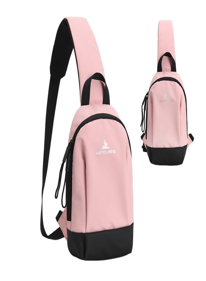 JIMYAO Sling Bag for Men Women, Waterproof Lightweight Chest Bag, Utility Crossbody Backpack for Daily, Travel, Hiking(Pink) - Image 1