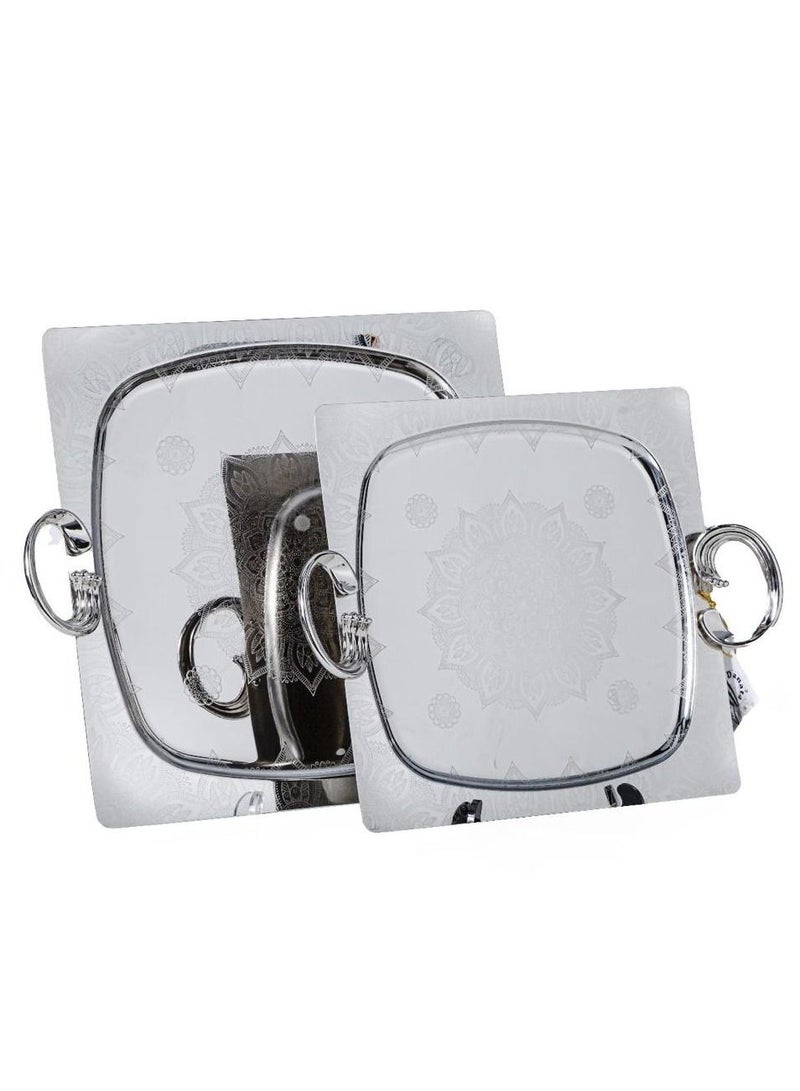 طقم صواني 2 قطعه استانلس استيل 18/10