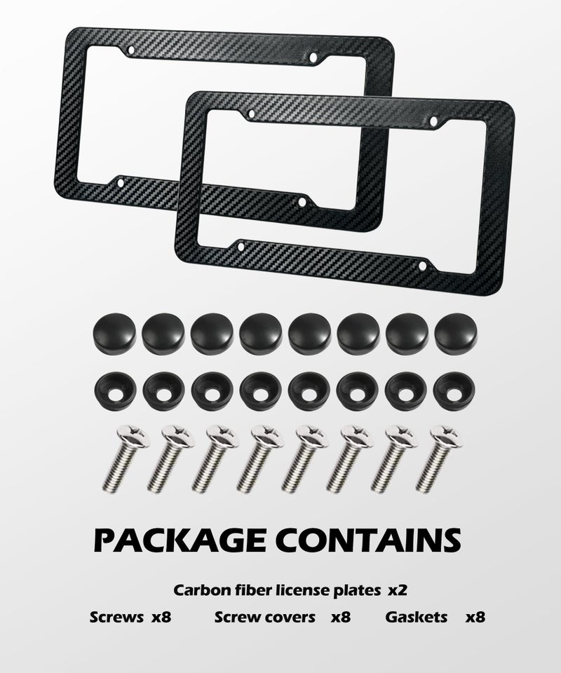 SCUARI 2PCS License Plate Frames,License Plate Cover,Car Accessories Carbon Fiber License Plate Frame,Licence Plate Frame Holder with Fasteners and Screws,Fit for Most America License Plate - Image 2