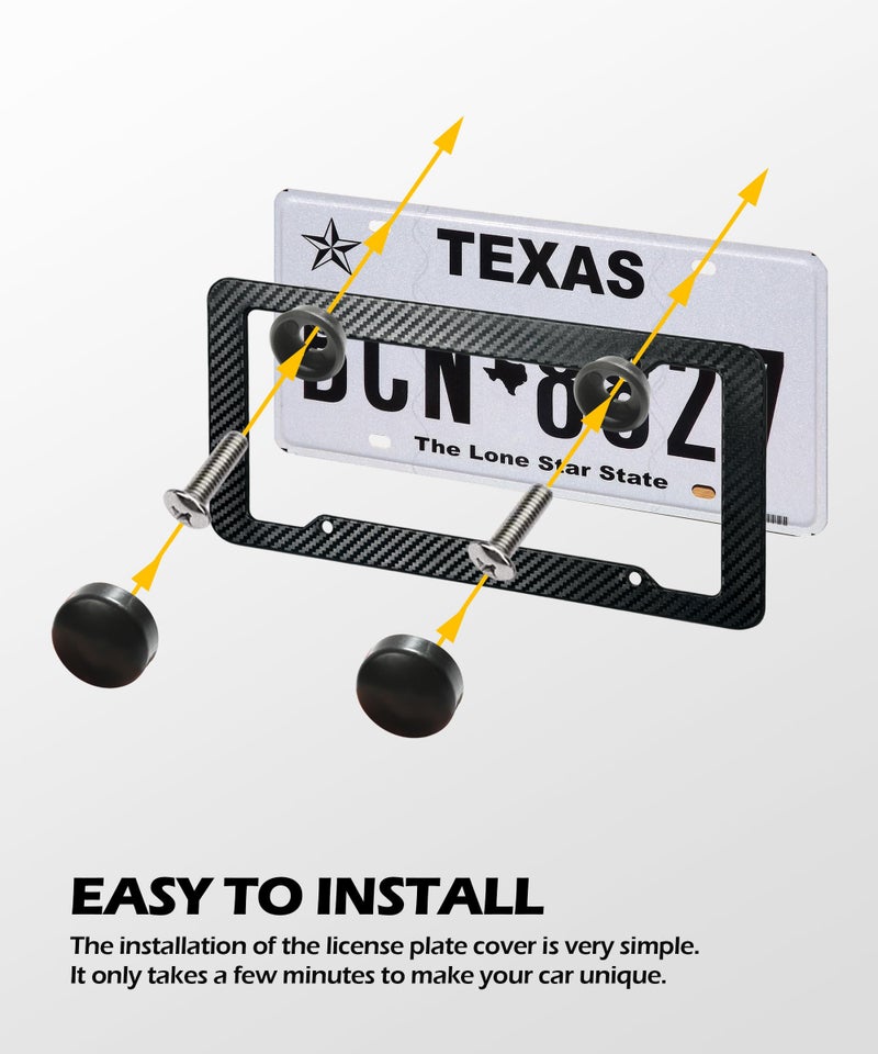 SCUARI 2PCS License Plate Frames,License Plate Cover,Car Accessories Carbon Fiber License Plate Frame,Licence Plate Frame Holder with Fasteners and Screws,Fit for Most America License Plate - Image 5
