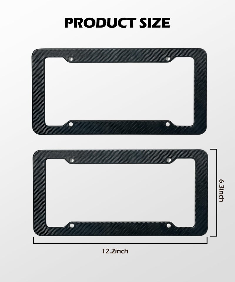 SCUARI 2PCS License Plate Frames,License Plate Cover,Car Accessories Carbon Fiber License Plate Frame,Licence Plate Frame Holder with Fasteners and Screws,Fit for Most America License Plate - Image 4