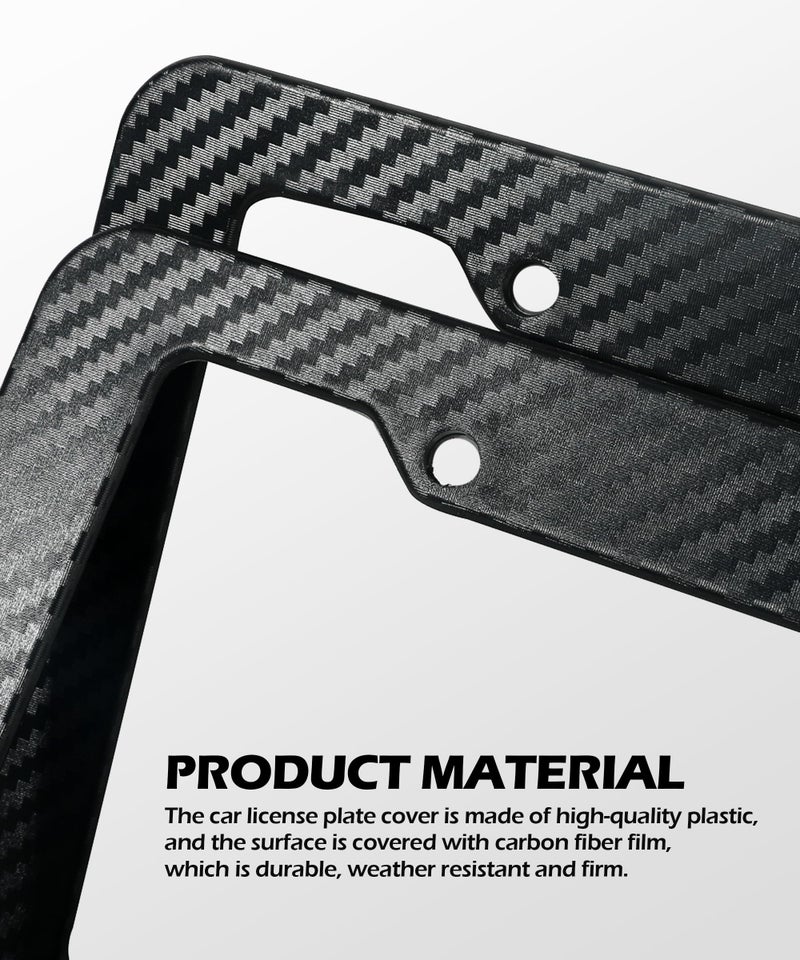 SCUARI 2PCS License Plate Frames,License Plate Cover,Car Accessories Carbon Fiber License Plate Frame,Licence Plate Frame Holder with Fasteners and Screws,Fit for Most America License Plate - Image 3