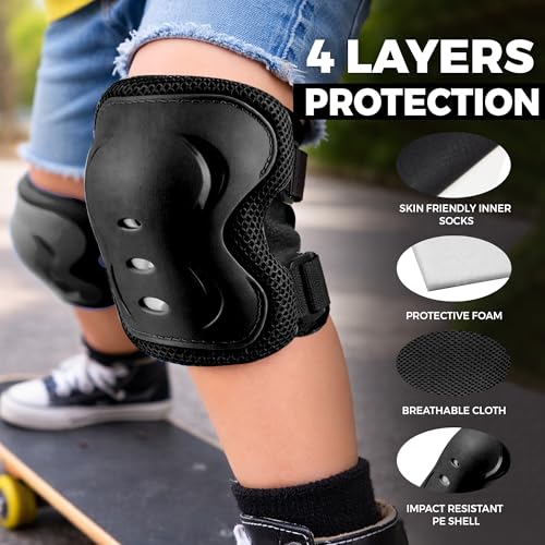 JASPO Neo Kids Protective Gear Set | SX-4 | Knee Pads, Elbow Pads & Wrist Guards for Skating, Cycling & Skateboarding (Medium Size) - Image 3