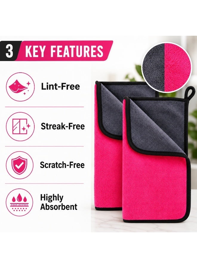 (2 Pcs) Microfiber Car Cleaning Towels 30x30 cm – Double-Sided Lint-Free Streak-Free Absorbent Cloths for Car, Kitchen, Glass, Windows & Screens | Reusable Scratch-Free Bundle - Image 4
