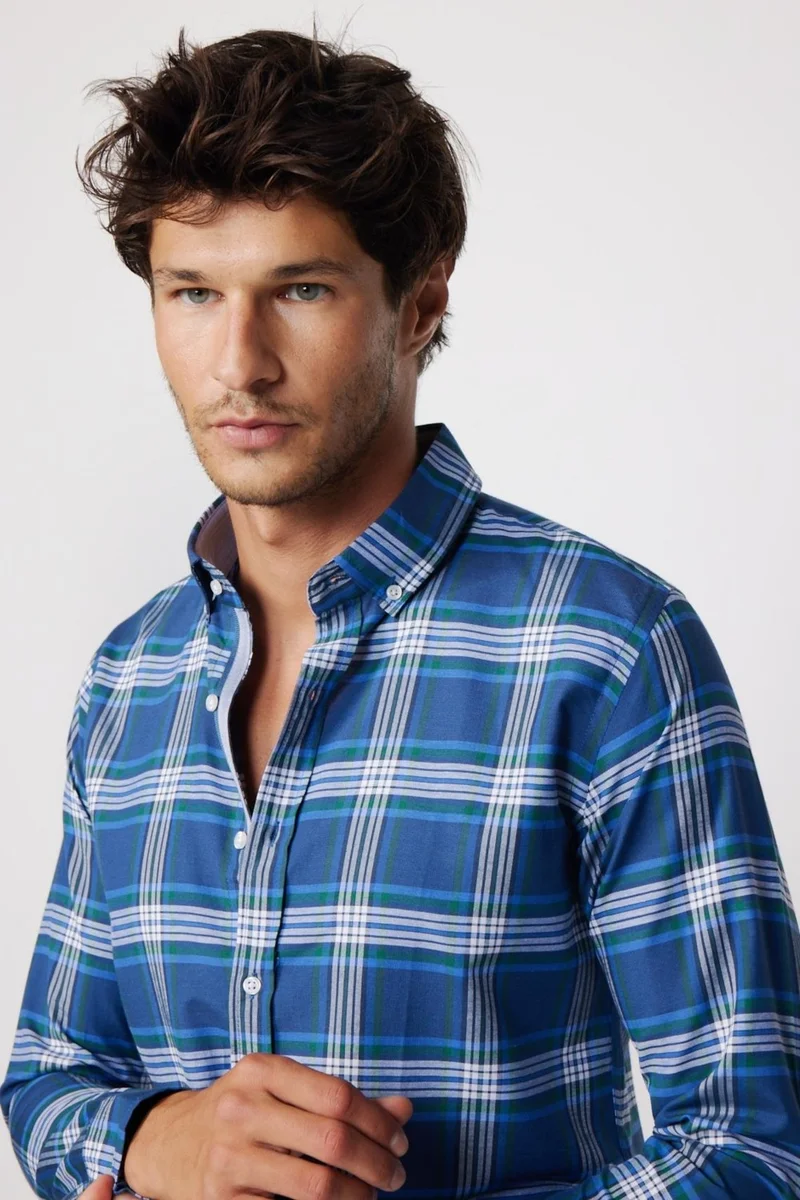 Tudors Slim Fit Checked Cotton Easy Iron Men's Shirt