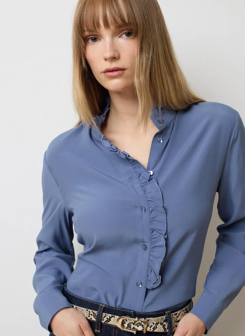 Ovs OVS Blue Regular Fit Shirt With Ruffles