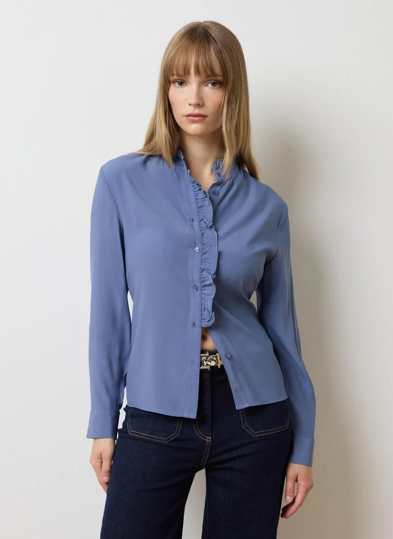 Ovs OVS Blue Regular Fit Shirt With Ruffles