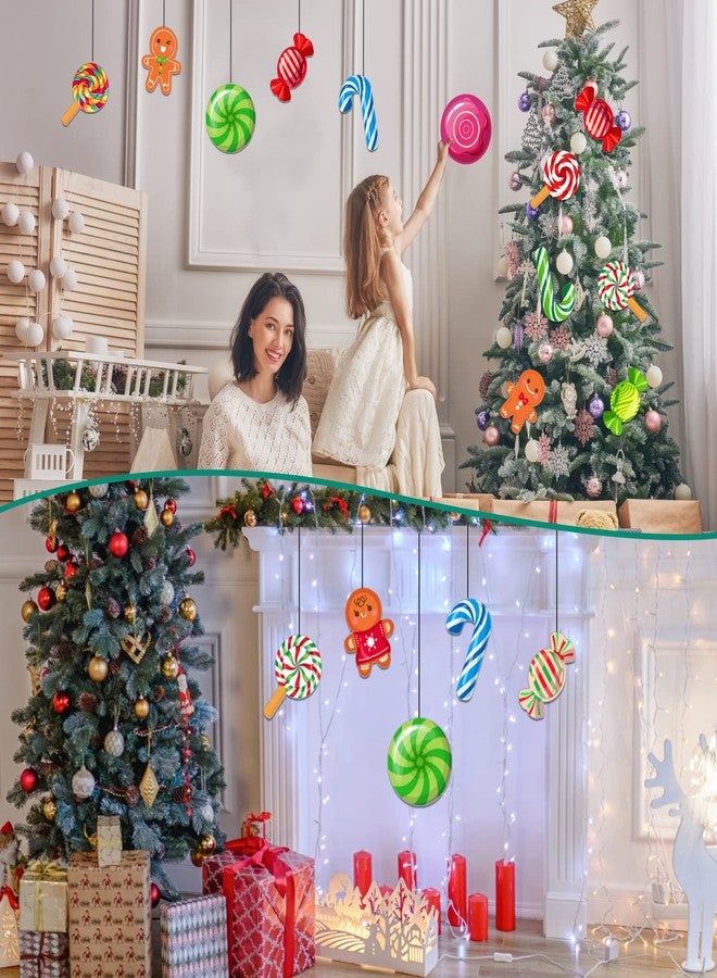 WhatSign مجموعة WhatSign المكونة من 38 قطعة من زينة عيد الميلاد - زينة على شكل خبز الزنجبيل بنكهة النعناع وعصي الحلوى، مناسبة للجدران ولوحات الإعلانات والفصول الدراسية والحفلات - Image 4