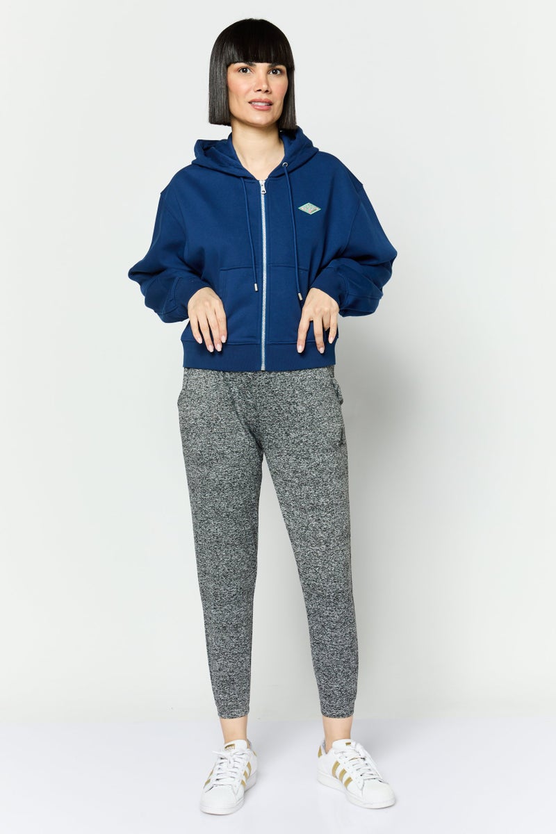 ESPRIT Women Hooded Embroidered Logo Long Sleeves Sweatshirt, Dark Blue - Image 2