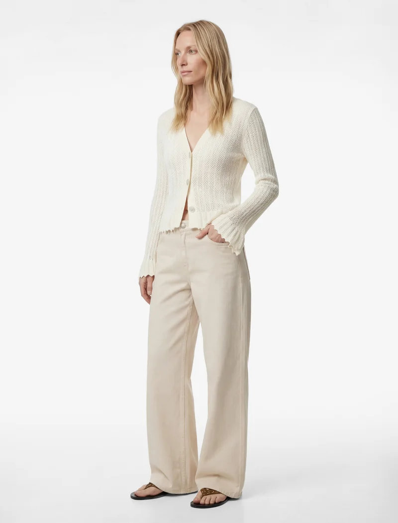 كوتون Mesh Knitted Cardigan