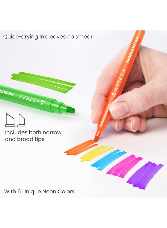 ARTEZA Highlighters Assorted Colors, Bulk Set of 60, Neon, Wide and Narrow Chisel Tip Markers, Office and School Supplies for Teachers, Students - Image 3
