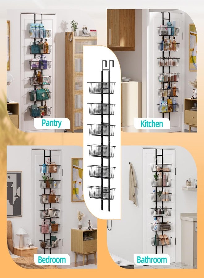 Upesitom 6-Tier Over Door Pantry Organizer with Mesh Baskets, Foldable Metal Hanging Spice Rack with 6 Baskets for Kitchen Organizers and Storage, for Home & Kitchen Laundry Room Bathroom Essentials - Image 3