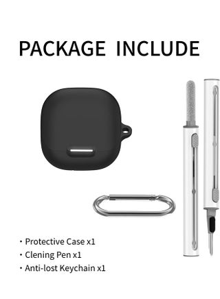 for Liberty 4 NC Case Cover with Cleaner Kit, Soft Silicone Protective Case for Anker Soundcore Liberty 4 NC Case for Women Men, Liberty 4 NC Case Accessories with Keychain (Black) - view 2