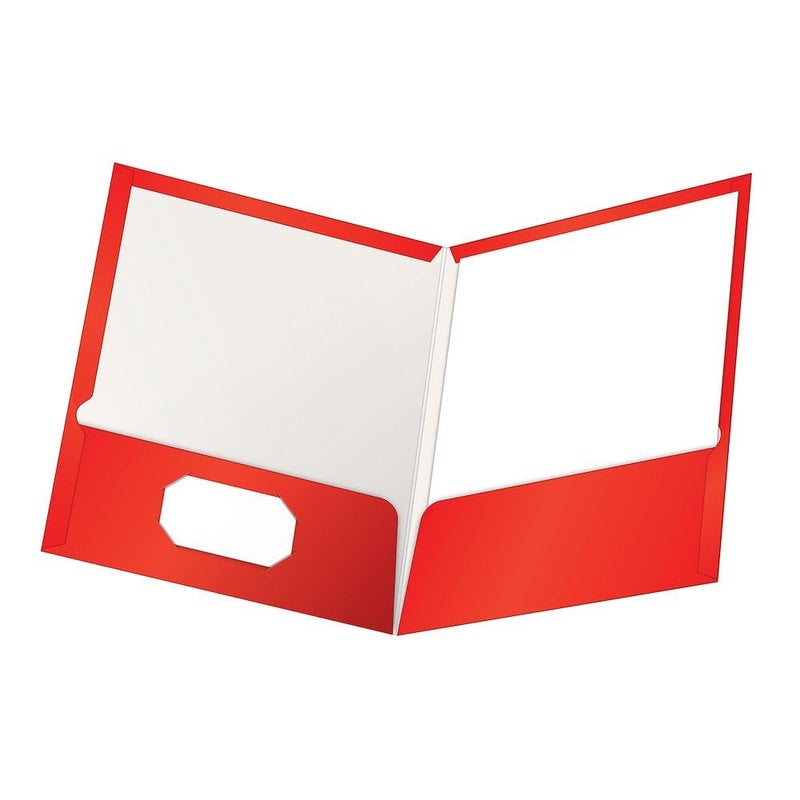 Oxford Laminated TwinPocket Folders Letter Size Red Holds 100 Sheets Box of 25 51711EE