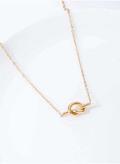 KAAF CREATIONS Dainty Knot Necklace, 18K Gold Plated Stainless Steel, 42 cm Chain with 5 cm Extender for women and girls  - Image 2