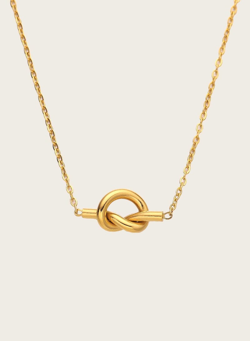 كاف كريشنس قلادة عقدة أنيقة، من الفولاذ المقاوم للصدأ مطلي بالذهب عيار 18 قيراط، سلسلة 42 سم مع تمديد 5 سم للنساء والفتيات - Image 3