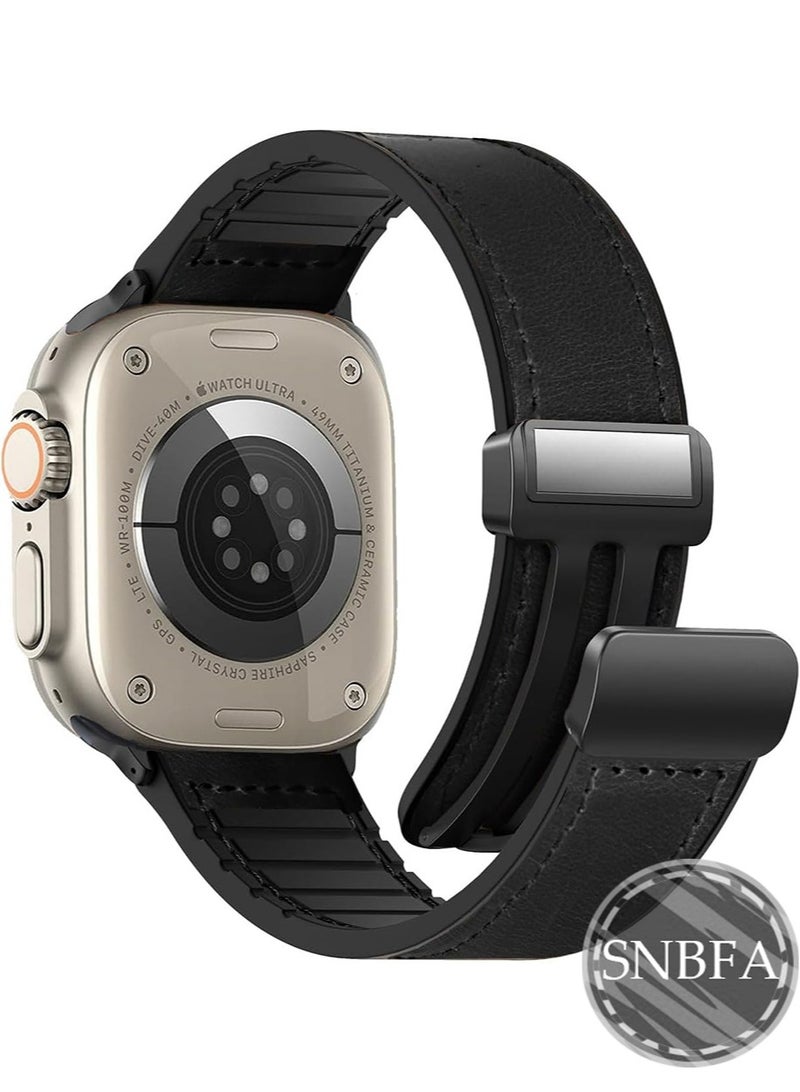 أبل ووتش الترا 2 / iwatch سلسلة 10 9 8 7 6 5 4 س المغناطيسي حزام من الجلد ، 49mm 45mm 44mm 42mm ، أبل ووتش سلسلة المغناطيسي حزام مشبك استبدال حزام من الجلد - Image 1