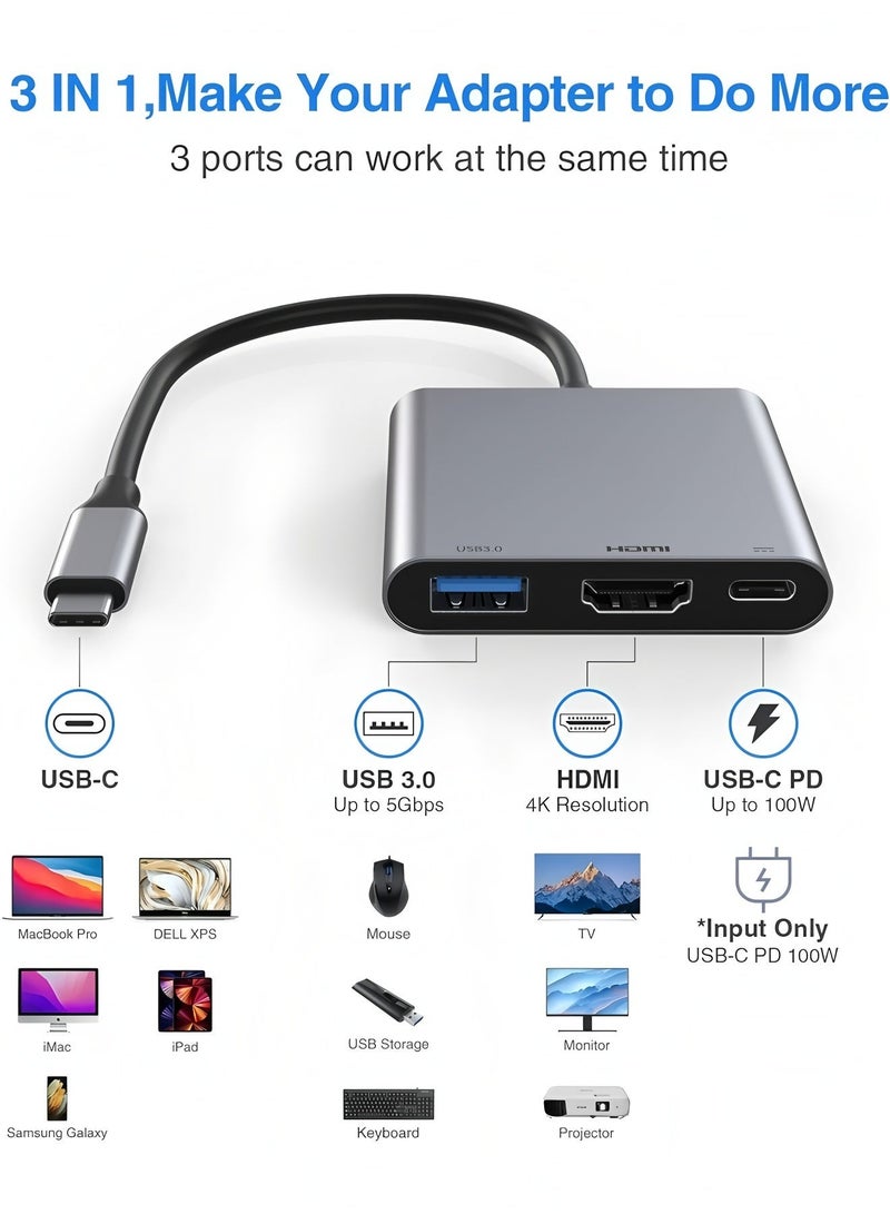 أبلينم محول USB-C إلى HDMI (4K) USB 3.0 وType-C أنثى لأجهزة MacBook وChromebook - Image 4