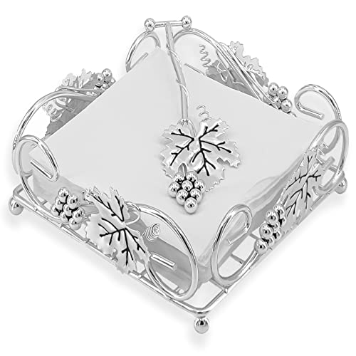 Hosmore Flat Napkin Holder with Weighted Arm for Kitchen and Table, Heavy Duty Tissue Dispenser for Kitchen Dining Tabletop Restaurant Picnic Indoor Outdoor (Silver) - Image 1