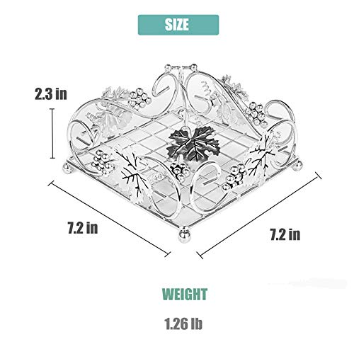 Hosmore Flat Napkin Holder with Weighted Arm for Kitchen and Table, Heavy Duty Tissue Dispenser for Kitchen Dining Tabletop Restaurant Picnic Indoor Outdoor (Silver) - Image 2