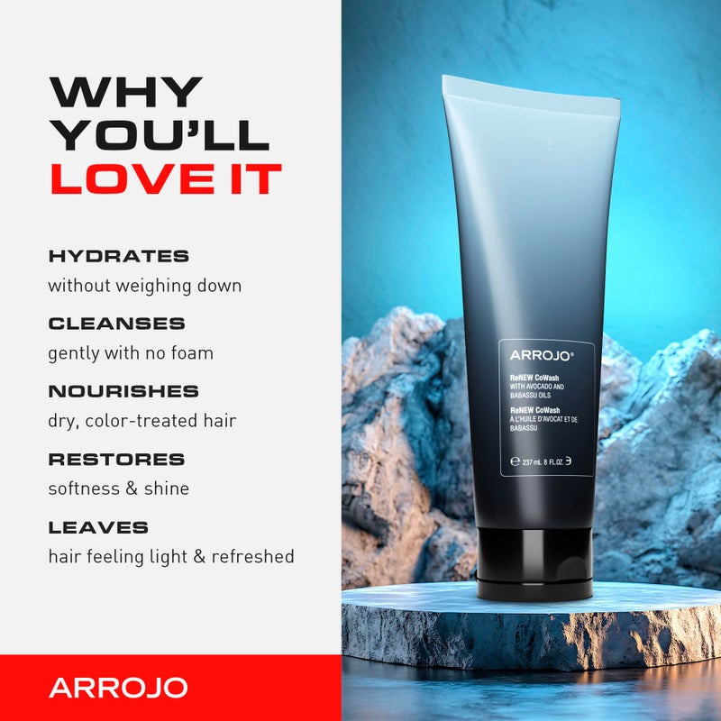 Arrojo ReNEW CoWash, 8oz â€“ Sulfate & Paraben Free Cleansing Conditioner for Color Treated Hair â€“ Vegan, Non-Foaming Cleanser with Avocado & Babassu Oils for Curly & Dry Hair - Image 3