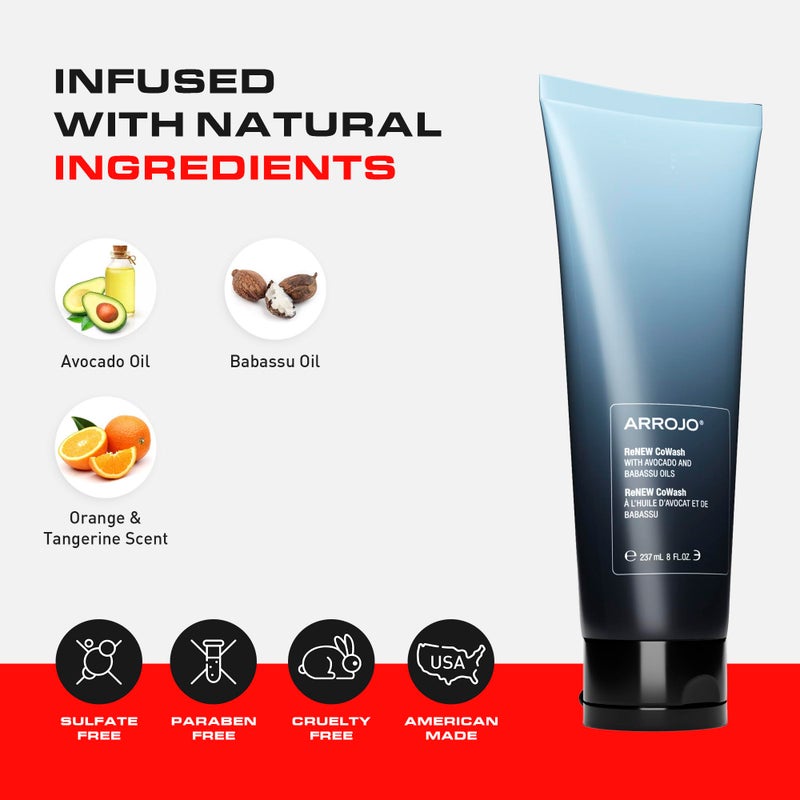 Arrojo ReNEW CoWash, 8oz â€“ Sulfate & Paraben Free Cleansing Conditioner for Color Treated Hair â€“ Vegan, Non-Foaming Cleanser with Avocado & Babassu Oils for Curly & Dry Hair - Image 4