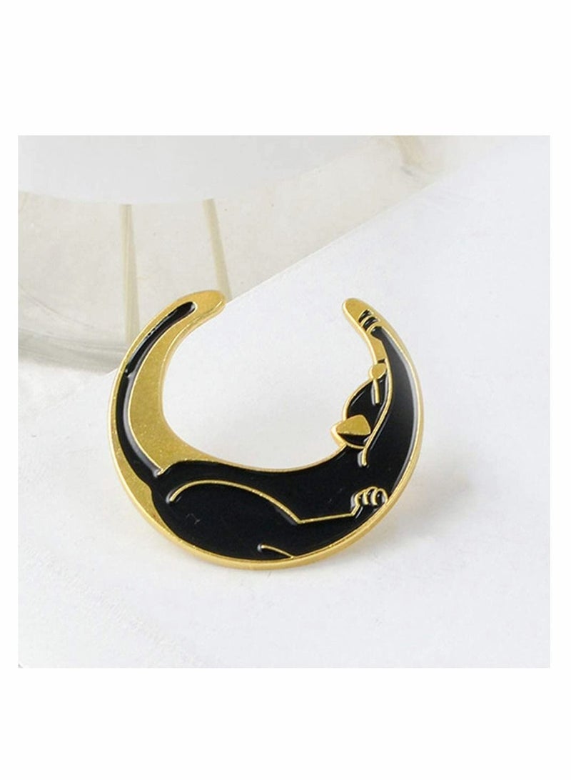 Y&D Cute Enamel Cat and Book Pins Set, Brooch Cartoon Lapel Badges for Clothing Bags Sweater Shirt Jacket Backpack Accessory DIY Crafts (Black, 5pcs)  - Image 3