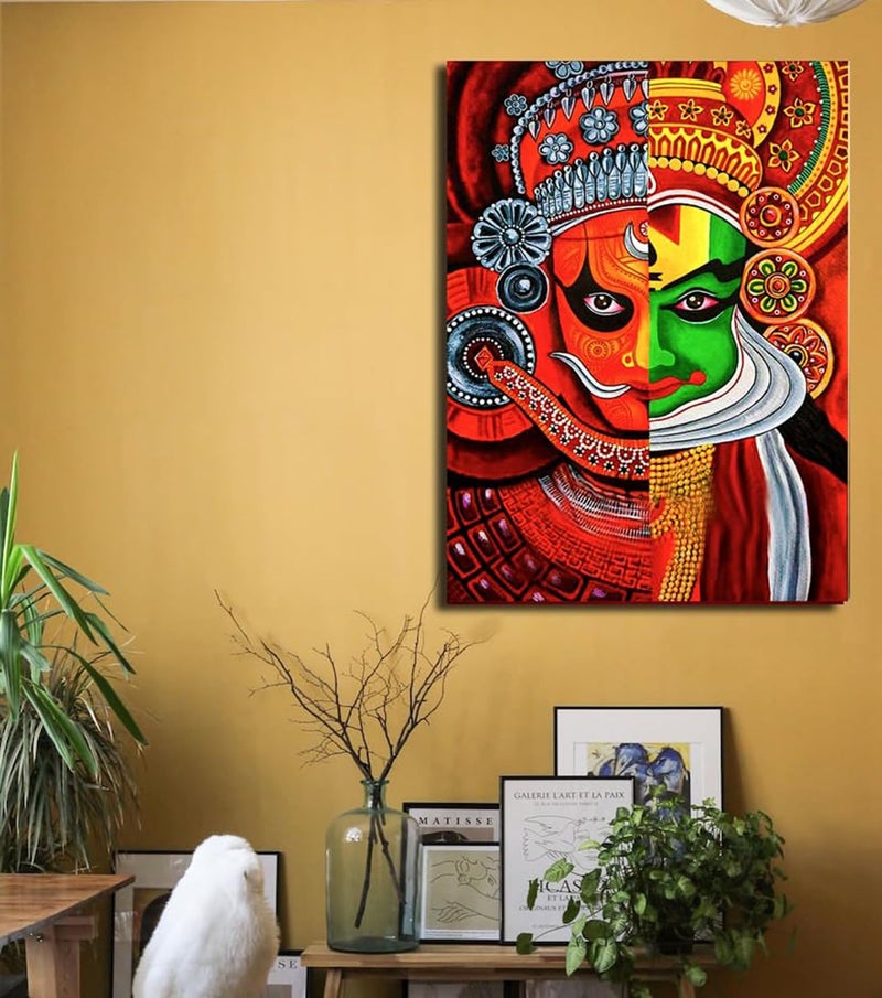 Sikhash Traditonal Art Canvas Paintings | Kathakali and Theyyam | Indian Art, Home Décor, Wall Painting for Living Room and Festival Gifting 23X17 Inches Unframed. - Image 2