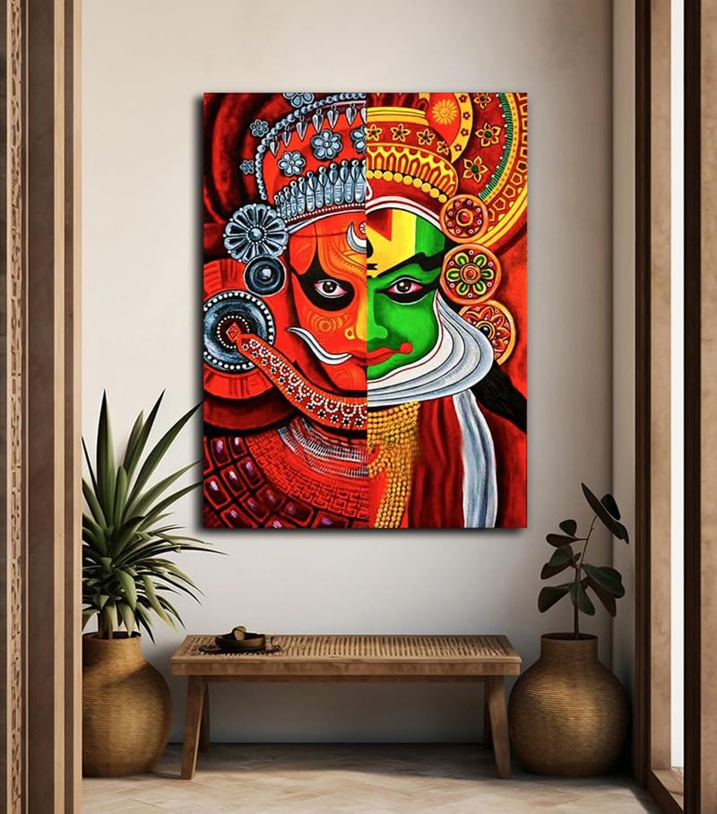 Sikhash Traditonal Art Canvas Paintings | Kathakali and Theyyam | Indian Art, Home Décor, Wall Painting for Living Room and Festival Gifting 23X17 Inches Unframed. - Image 3