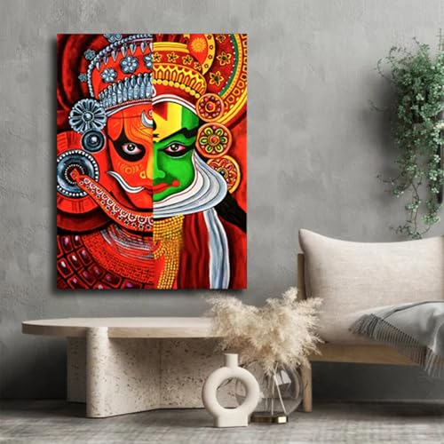 Sikhash Traditonal Art Canvas Paintings | Kathakali and Theyyam | Indian Art, Home Décor, Wall Painting for Living Room and Festival Gifting 23X17 Inches Unframed. - Image 4