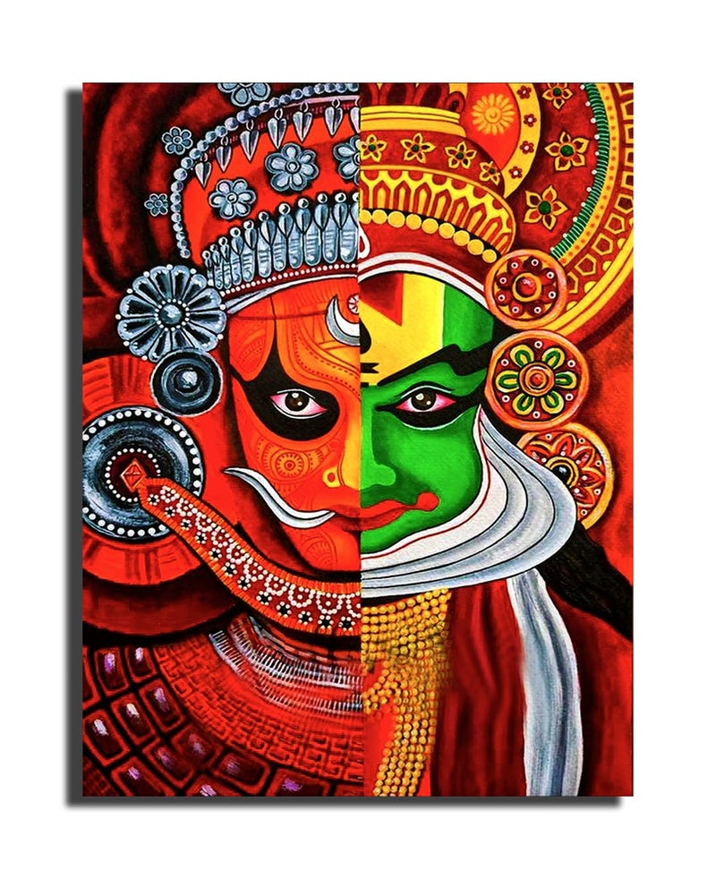 Sikhash Traditonal Art Canvas Paintings | Kathakali and Theyyam | Indian Art, Home Décor, Wall Painting for Living Room and Festival Gifting 23X17 Inches Unframed. - Image 5