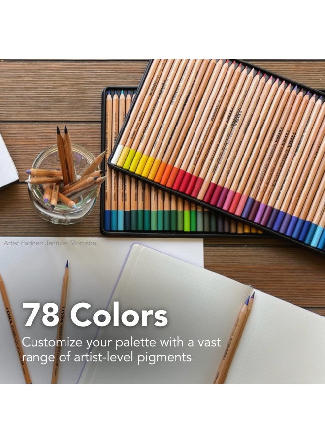 Lyra Rembrandt Polycolor Colored Pencils - 100 Colored Pencils and Accessories for Professional Artists and Students - Vibrant Coloring Pencils in Wooden Carrying Case for Drawing Coloring and More - Image 4